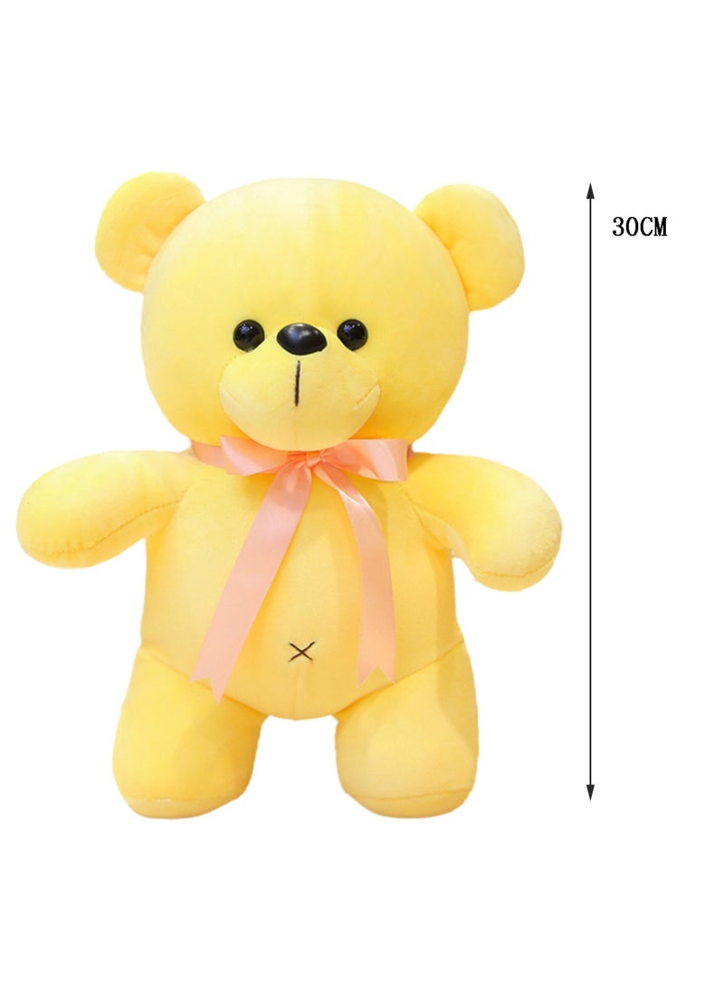 30 CM Cute Bear Plush Toy Soft Stuffed Cartoon Animal Doll For Girls And Boys All Ages Gift（Yellow）