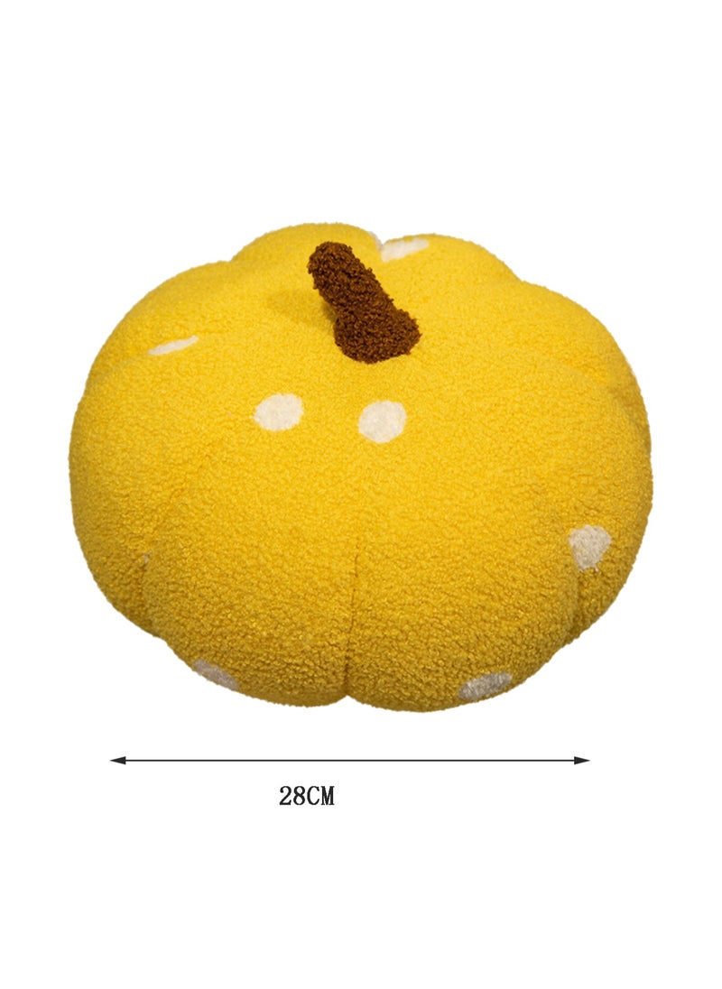 28 CM Creativity Cute Pumpkin Shape Plush Toy Soft Stuffed Cartoon Doll For Girls And Boys All Ages Gift（Yellow）