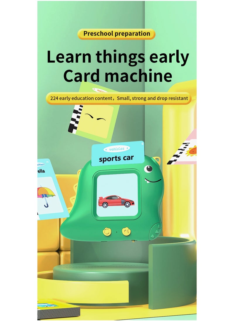 Dinosaur Card Machine Toddler Toy Talking Flash Cards with 112 Common Words, Montessori Learning Toys, Suitable for 1-3 2-4, Autism Sensory Speech Therapy Toys, Boys Girls, 2 3 4 5 6 Years Old Children Gift