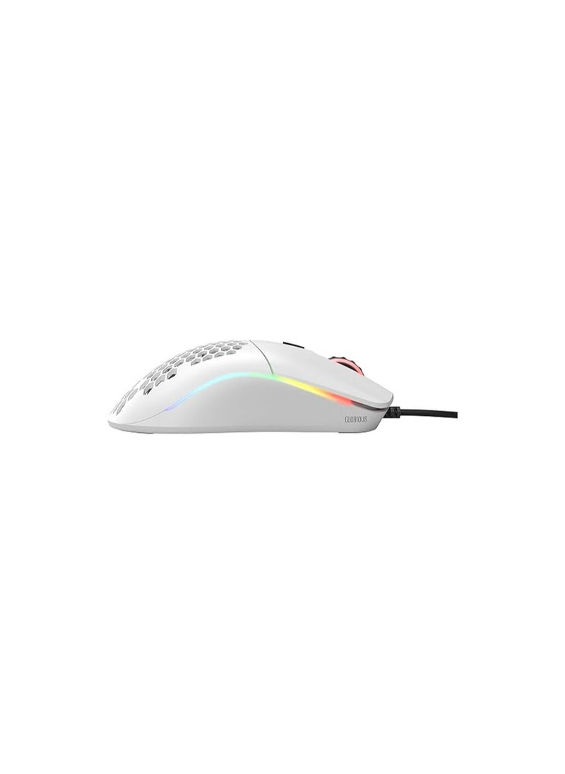 Glorious Model O Wired Gaming Mouse - RGB 67g Lightweight Ergonomic - Backlit Honeycomb Shell Design Mice (Matte White)