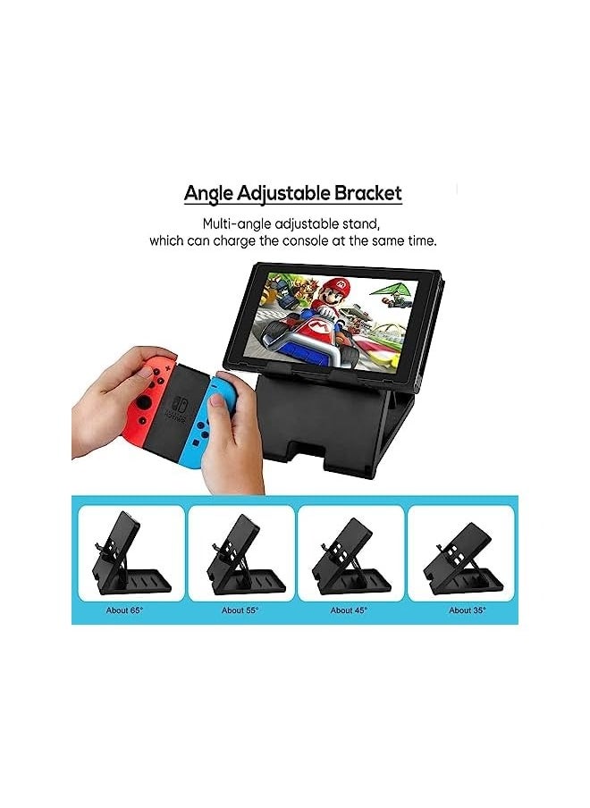 14 in 1 Carry Case for Nintendo Switch Sports, Switch Console Accessories, Portable Travel Carry Case Include Screen Protector & TPU Clear Soft Case & Data Cable & Adjustable Stand, Black