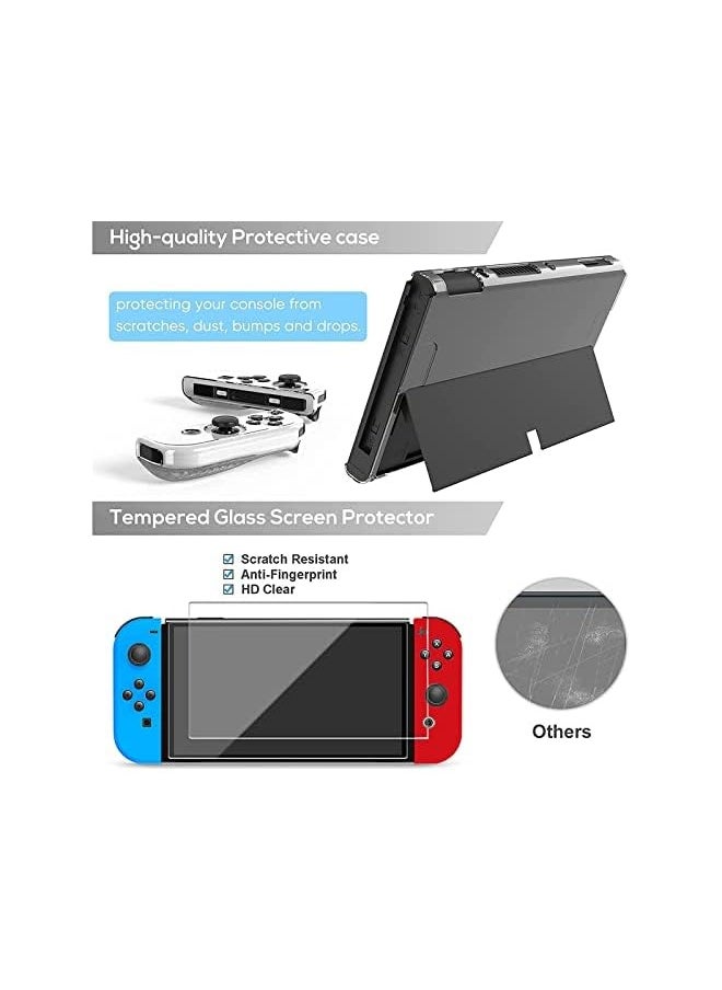 14 in 1 Carry Case for Nintendo Switch Sports, Switch Console Accessories, Portable Travel Carry Case Include Screen Protector & TPU Clear Soft Case & Data Cable & Adjustable Stand, Black