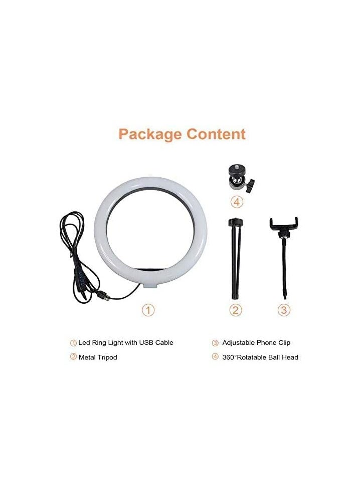 Portable LED Ring Light 5 Inch L07 with Tripod Stand for Makeup, Photography, and Selfies