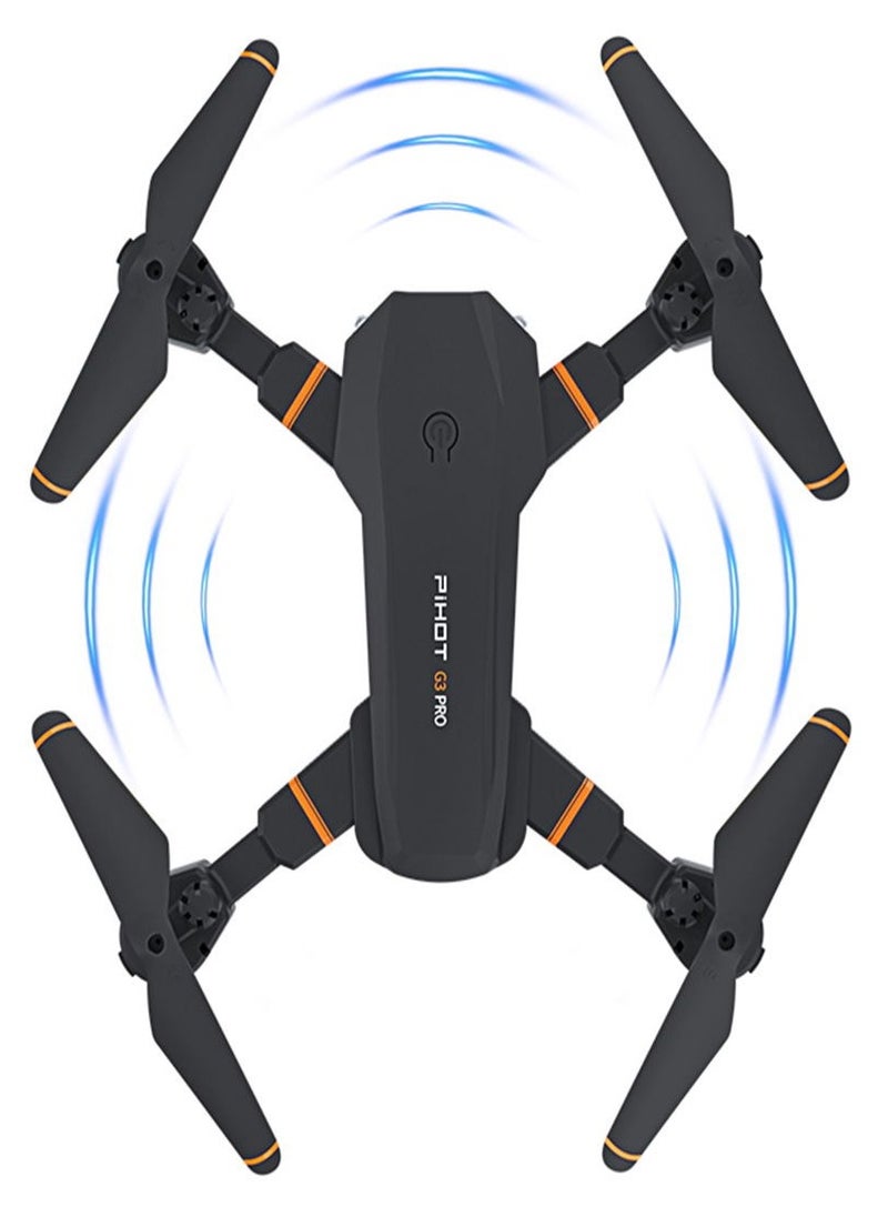 G3 Pro Drone - 4K Dual-Camera, 3-Way Obstacle Avoidance, Folding Four-Axis Drone with Visual Positioning & Air Pressure Hovering, 1800mAh Battery, 20-Min Flight Time