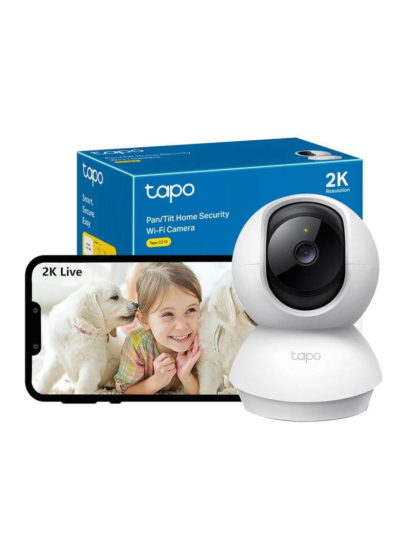 Tapo TP-Link Pan/Tilt Smart Security Camera, Indoor CCTV, 360° Rotational Views, Works with Alexa&Google Home, No Hub Required, 3MP(2304 × 1296) High Definition, Night Vision, SD Storage(C210)