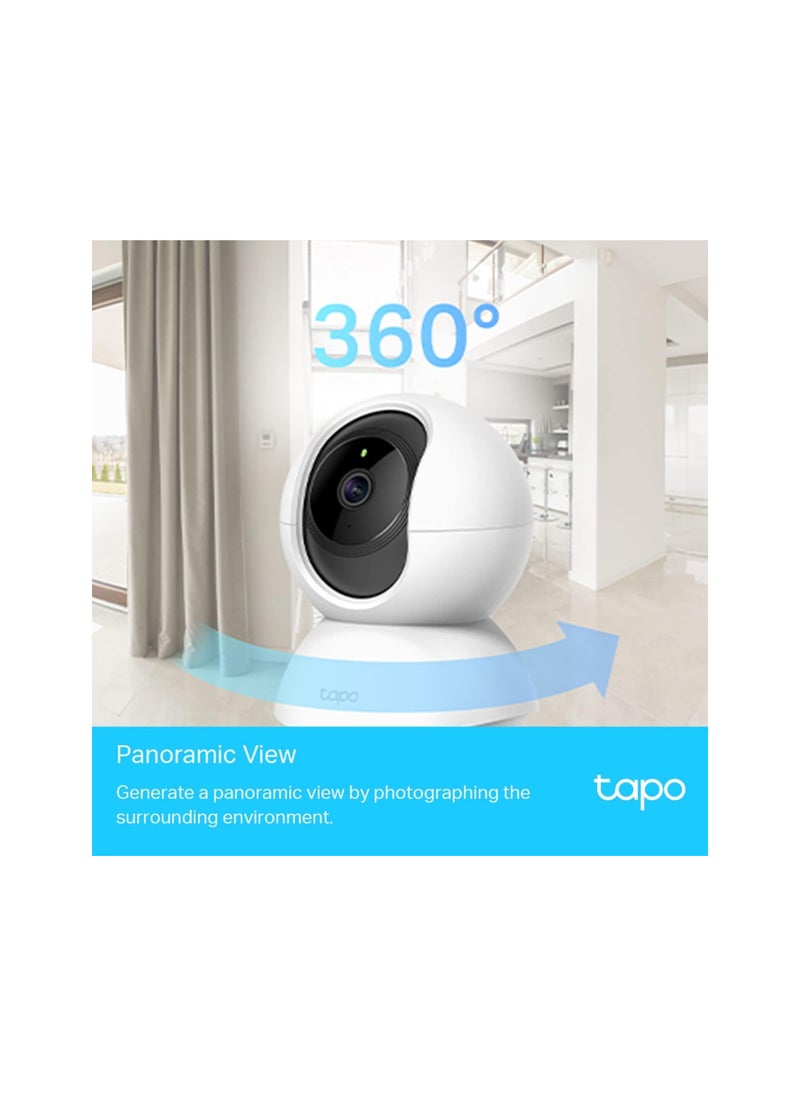 Tapo TP-Link Pan/Tilt Smart Security Camera, Indoor CCTV, 360° Rotational Views, Works with Alexa&Google Home, No Hub Required, 3MP(2304 × 1296) High Definition, Night Vision, SD Storage(C210)