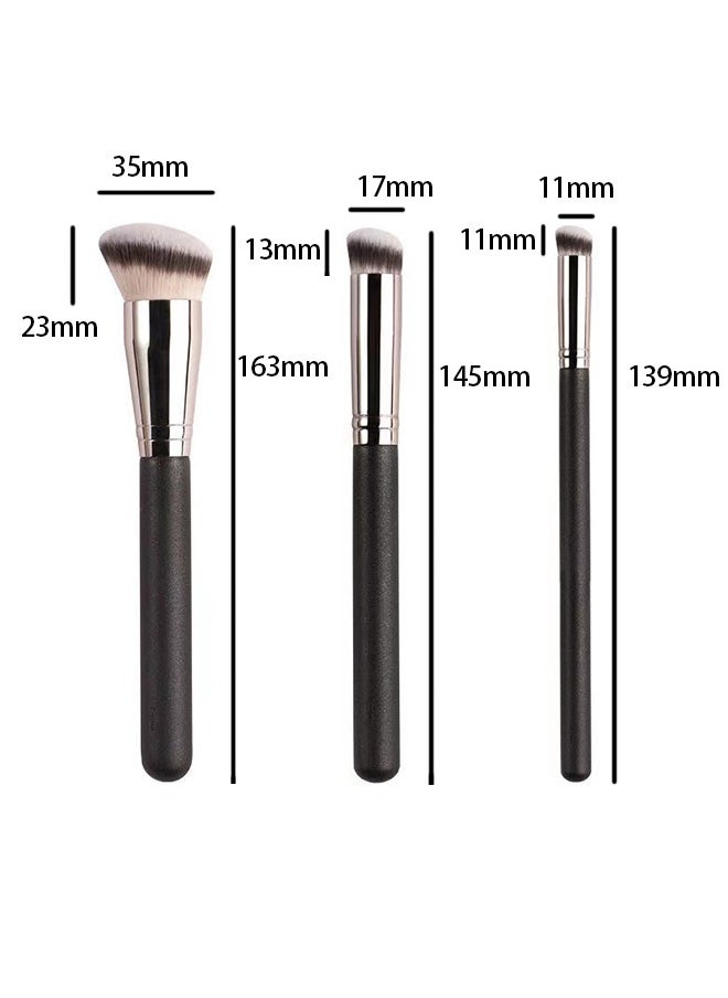 3 PCS Foundation Concealer Brushes Under Eye Mini Angled Brush Nose Contour Brush Small Makeup Foundation Brushes,Seamless Cover Synthetic Dark Circle Liquid Cream Cosmetics Contour Brush Beauty Tool