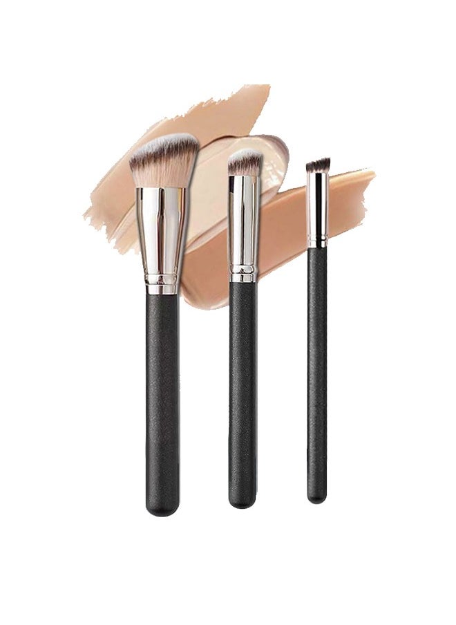 3 PCS Foundation Concealer Brushes Under Eye Mini Angled Brush Nose Contour Brush Small Makeup Foundation Brushes,Seamless Cover Synthetic Dark Circle Liquid Cream Cosmetics Contour Brush Beauty Tool