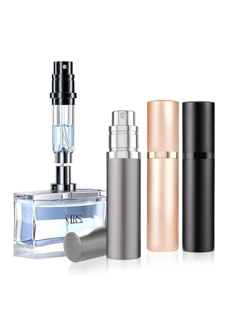 Travel Perfume Refill Bottle 5ML, Bottom Refill (Black+Silver +Gold)