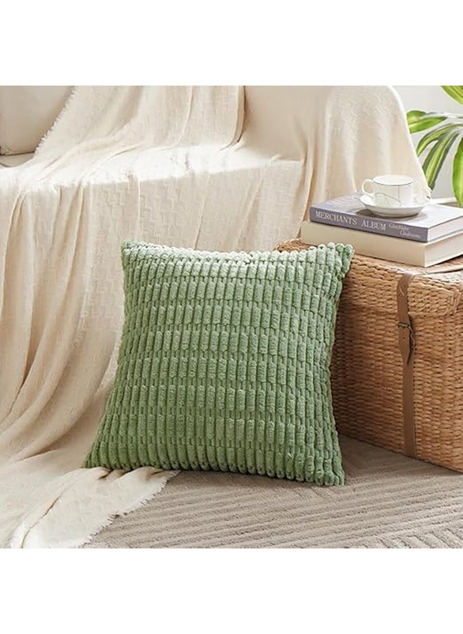 2 Pcs Striped Throw Pillow Covers for Living Room, 18X18 Inch/45x45cm Decorative Pillow Covers Elegant and Luxurious Design Rich Fabric for Ultimate Comfort, Green (Excluding Pillow Core)