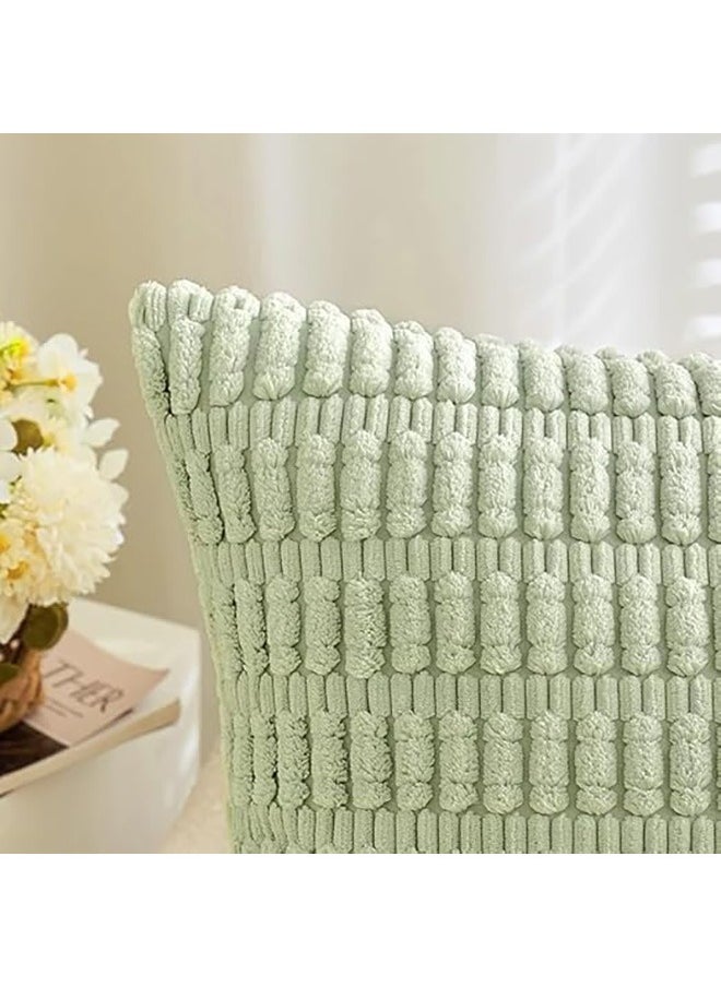 2 Pcs Striped Throw Pillow Covers for Living Room, 18X18 Inch/45x45cm Decorative Pillow Covers Elegant and Luxurious Design Rich Fabric for Ultimate Comfort, Green (Excluding Pillow Core)