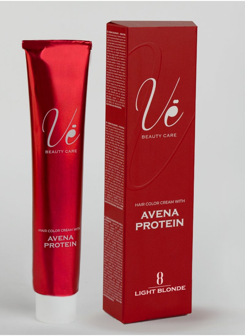 Ve Beauty Care Hair Color Cream 8 Light Blonde with Avena Protein 100ML