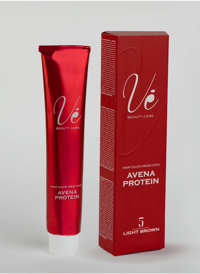 Ve Beauty Care Hair Color Cream 5 Light Brown with Avena Protein 100ML