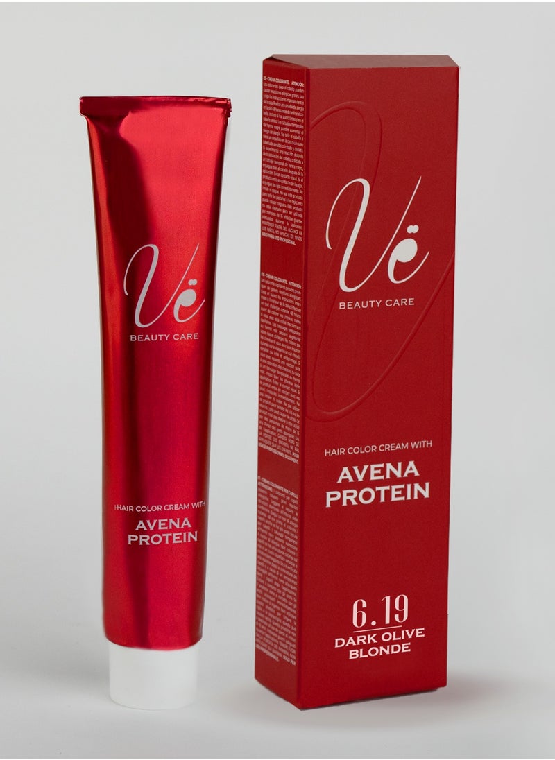 VË Beauty Hair Dye 6.19 Dark Olive Blonde – Nourishing Hair Color with Avena Protein, 100ml