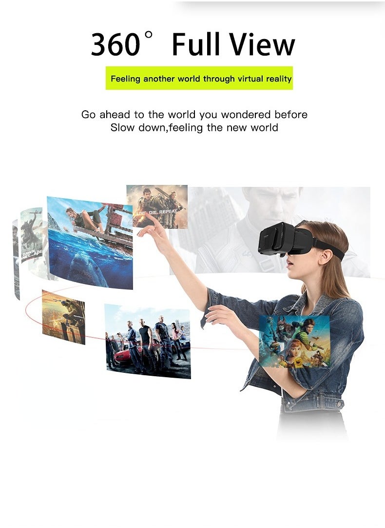 VR 3D Virtual Reality Headset(Support 4.7-7.2 inch mobile phones) with Controller for Movies and Games