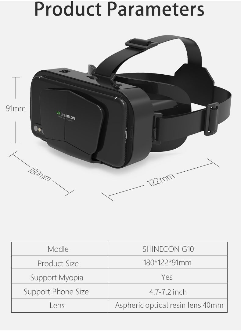 VR 3D Virtual Reality Headset(Support 4.7-7.2 inch mobile phones) with Controller for Movies and Games