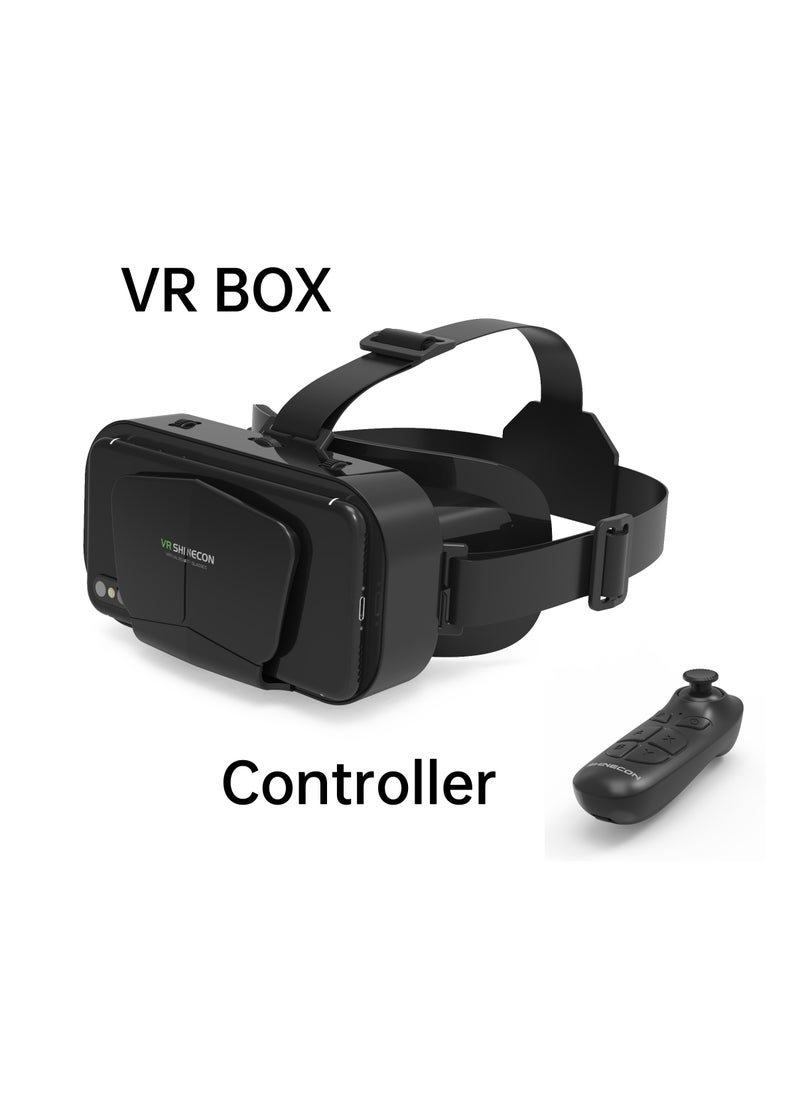 VR 3D Virtual Reality Headset(Support 4.7-7.2 inch mobile phones) with Controller for Movies and Games