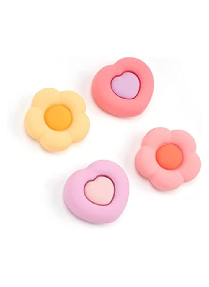 Cute Thumb Grip Caps for Controller, Thumbsticks Cover Set Compatible with Switch Pro Controller, 4Pcs - Heart & Flower