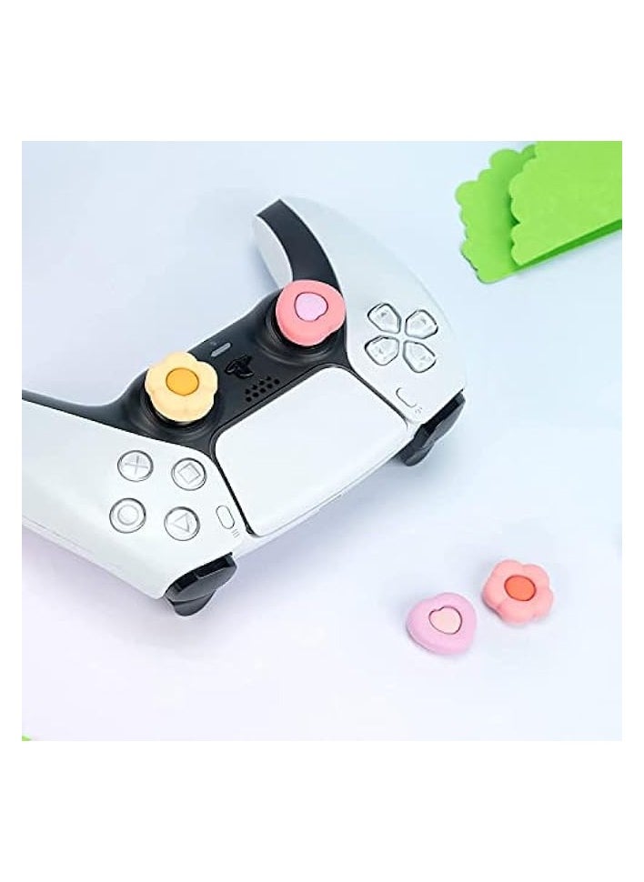 Cute Thumb Grip Caps for Controller, Thumbsticks Cover Set Compatible with Switch Pro Controller, 4Pcs - Heart & Flower