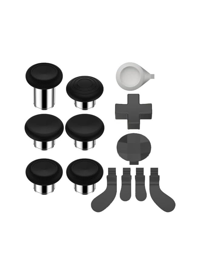 Replacement Paddles Thumbsticks - 13 in 1 Metal Thumbsticks Wireless Controller, 6 Swap Joysticks 4 Paddles(Black)