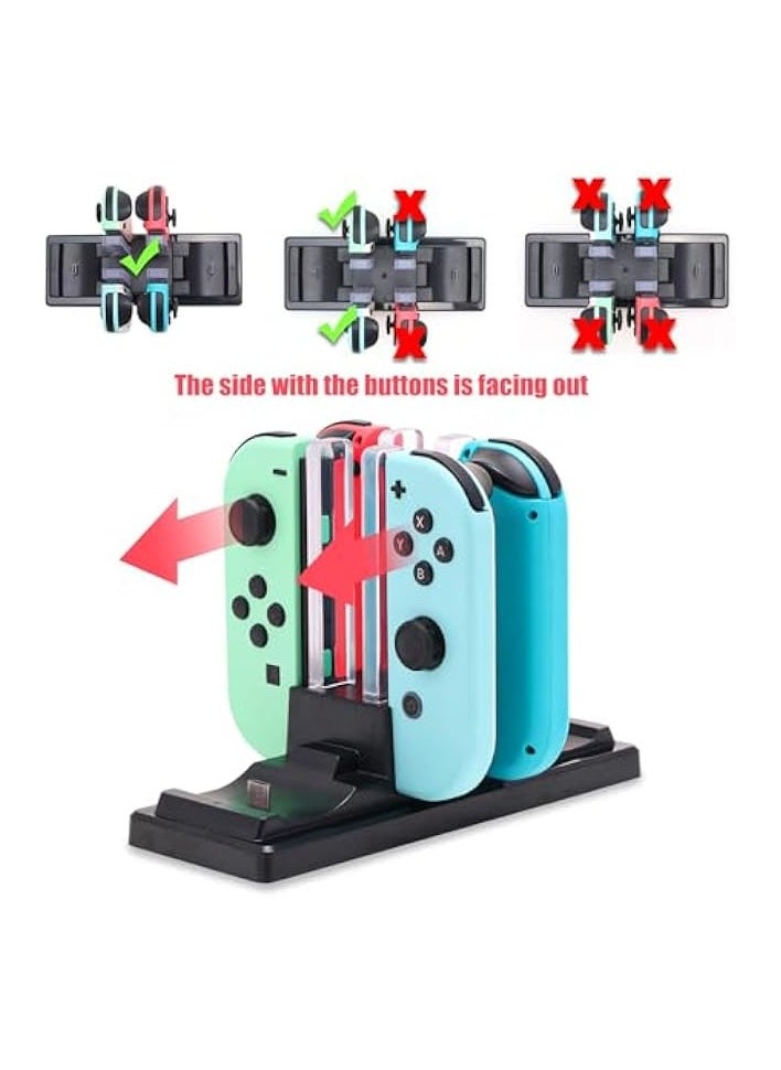 Controller Charger Dock for Switch, 6 in 1 Charging Station for Switch Joy-Con Controllers and Pro Controllers Black