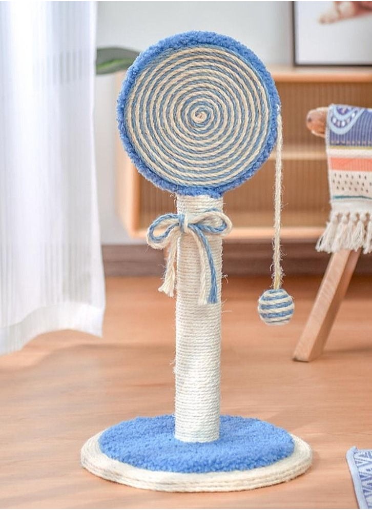 55cm Lollipop Shape Scratching Post with ball for cats natural linen wear-resistant cat toy Blue