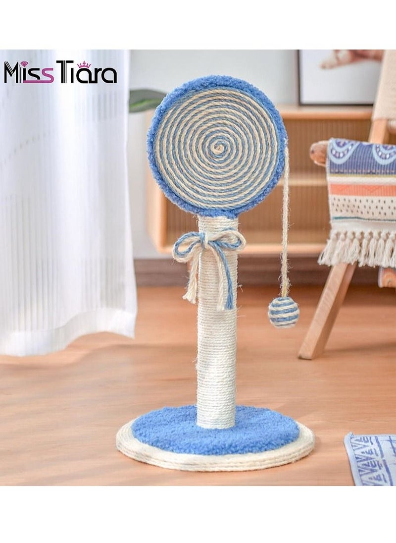 55cm Lollipop Shape Scratching Post with ball for cats natural linen wear-resistant cat toy Blue