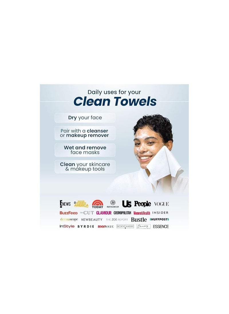 CLEAN SKIN CLUB CSC CT Clean Towels XL/World's First Biodegradable Face Towel/Disposable Makeup Removal Wipes/Super Soft 50 Count Single BoxWhite