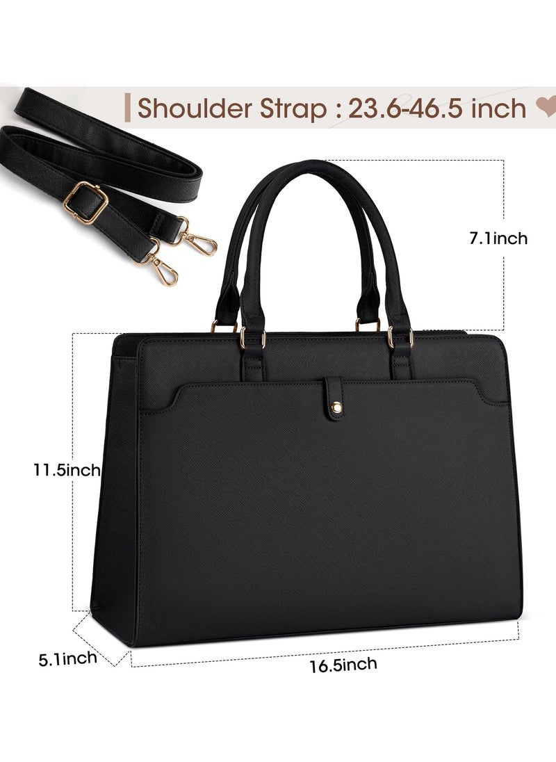 Laptop Bag for Women 15.6 Inch Laptop Tote Bag Leather Work Bag Waterproof Briefcase Business Office Computer Bag Large Capacity Handbag Shoulder Bag