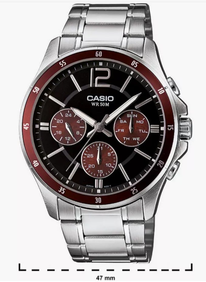 Casio Men's Silver Metal Strap Watch MTP-1374D-5AVDF