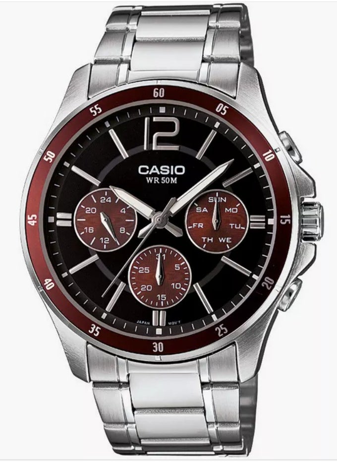 Casio Men's Silver Metal Strap Watch MTP-1374D-5AVDF