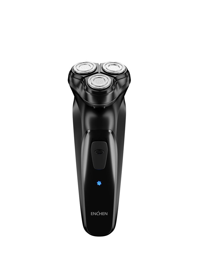 ENCHEN Blackstone Electric Shaver with Pop-up Trimmer for Men, 3D Floating Head, 5W Power, Rechargeable Rotary Razor, 90mins Runtime, 1-Hour Fast USB Type-C Charging