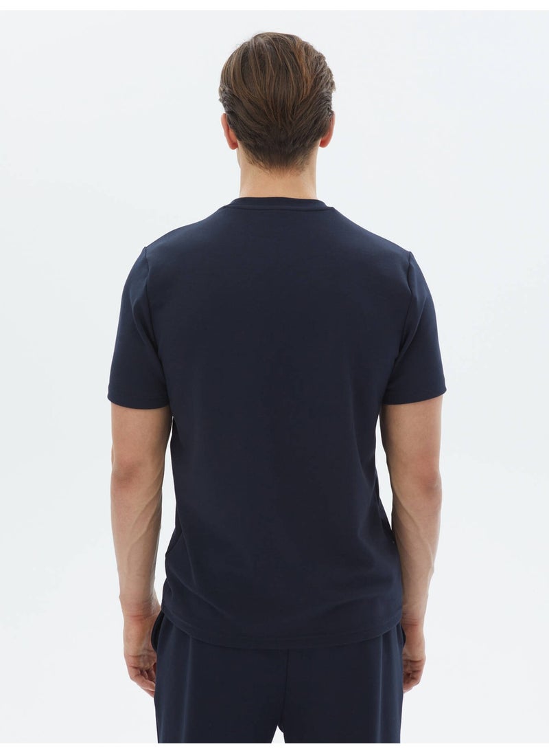 Navy Blue Plain Crew Neck T-Shirt