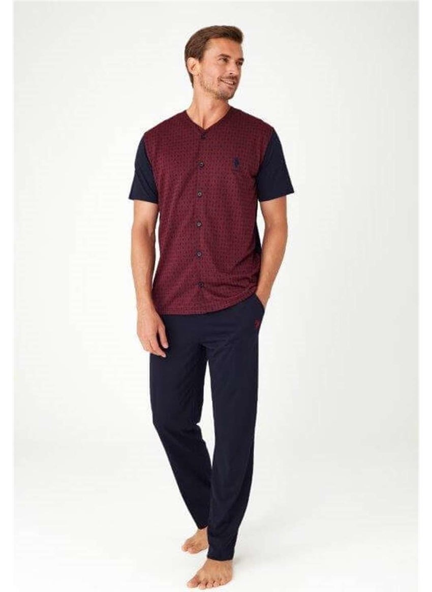 U.S. Polo Assn. Men's Burgundy Full Placket Pajama Set