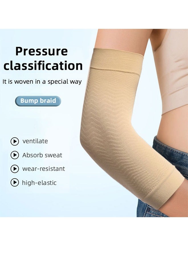 1 Pair Of Slim Fit Sleeves Arm Elastic Compression Arm Shaper Sports Arm Shaper Women's 3D Shaping Arm knitted Arm Sleeves Ribbed Elastic Contraction Auxiliary Compression Arm Sleeves Slim And Thin Arm Sleeves