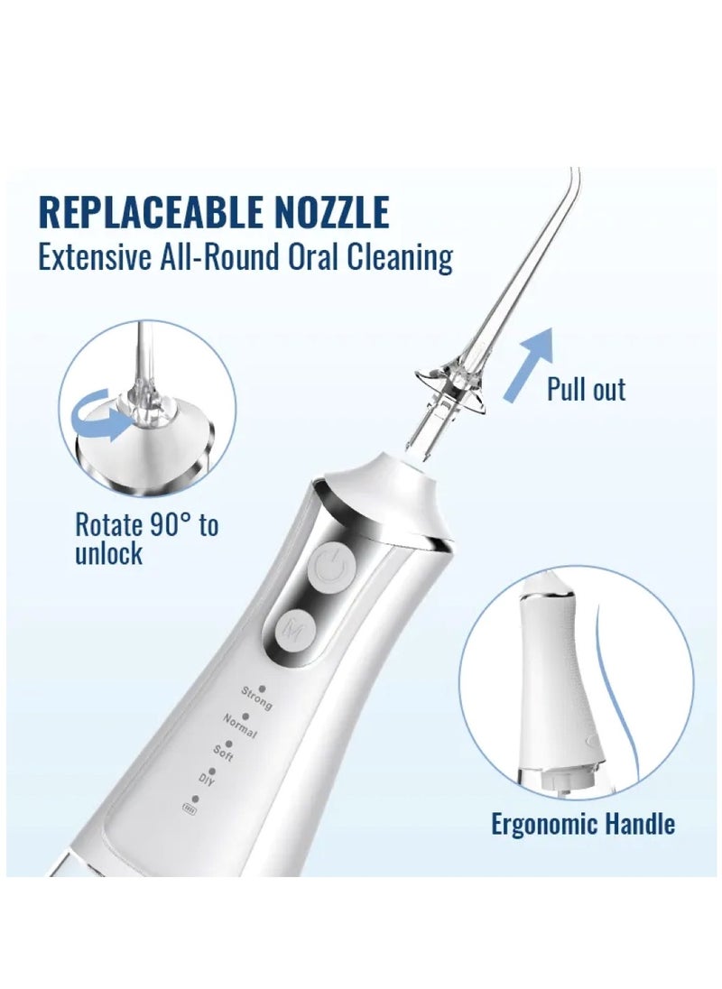 Portable Water Dental Flosser For Teeth Cleaning Dental Oral Irrigator With 4 Modes Scalable 5 Jet Nozzles IPX7 Water Resistance 300ML