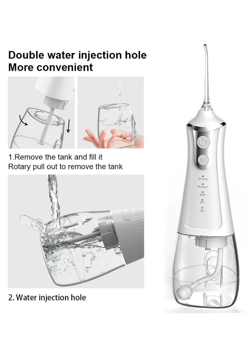 Portable Water Dental Flosser For Teeth Cleaning Dental Oral Irrigator With 4 Modes Scalable 5 Jet Nozzles IPX7 Water Resistance 300ML