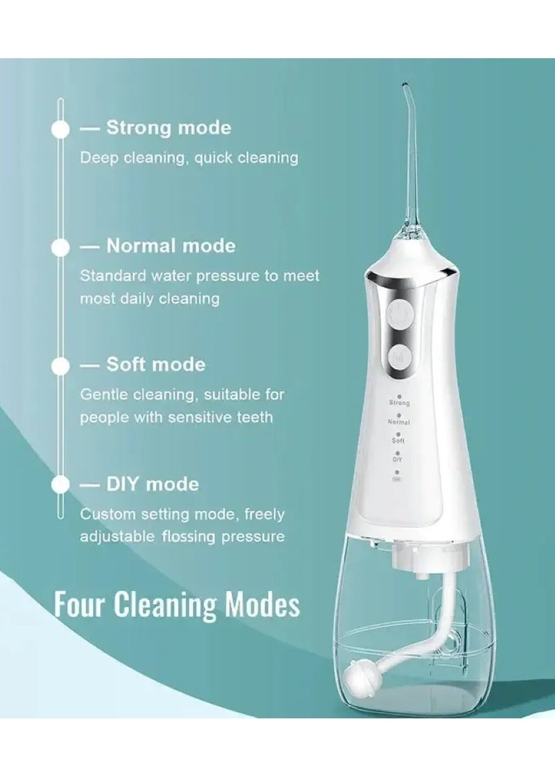 Portable Water Dental Flosser For Teeth Cleaning Dental Oral Irrigator With 4 Modes Scalable 5 Jet Nozzles IPX7 Water Resistance 300ML