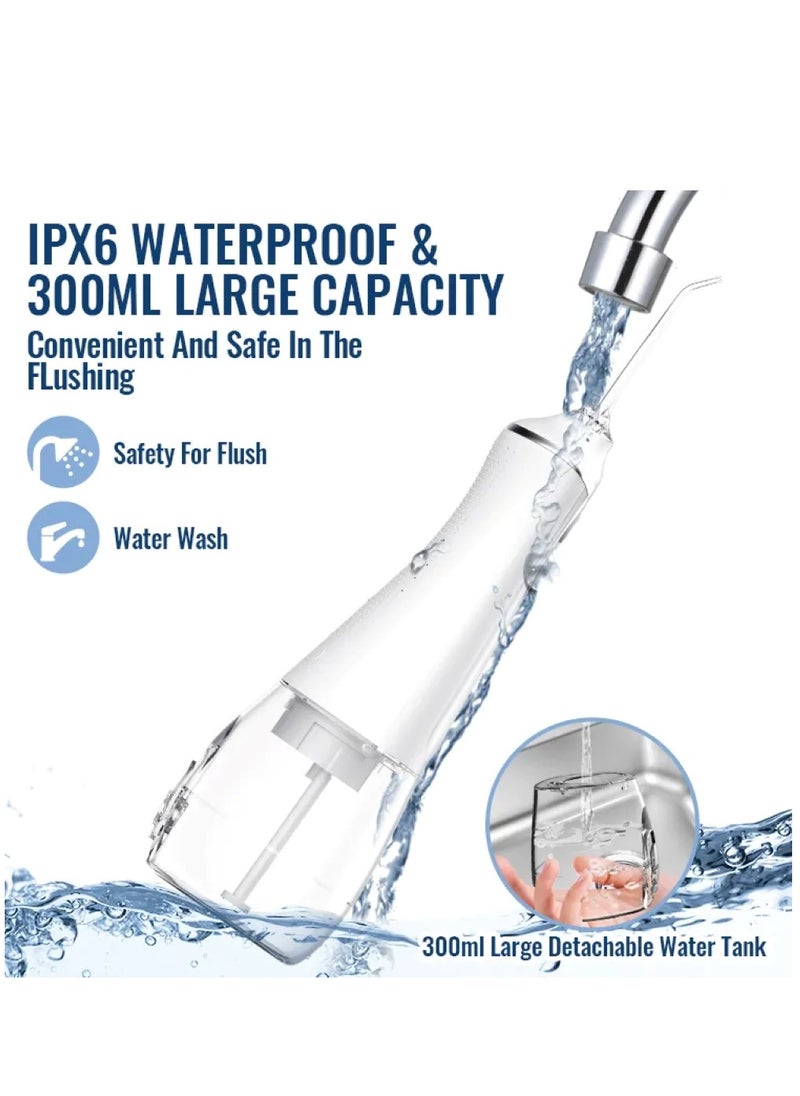 Portable Water Dental Flosser For Teeth Cleaning Dental Oral Irrigator With 4 Modes Scalable 5 Jet Nozzles IPX7 Water Resistance 300ML