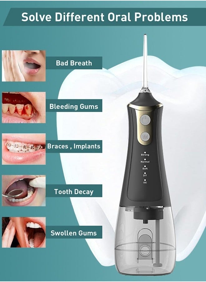 Portable Water Dental Flosser For Teeth Cleaning Dental Oral Irrigator With 4 Modes Scalable 5 Jet Nozzles IPX7 Water Resistance 300ML