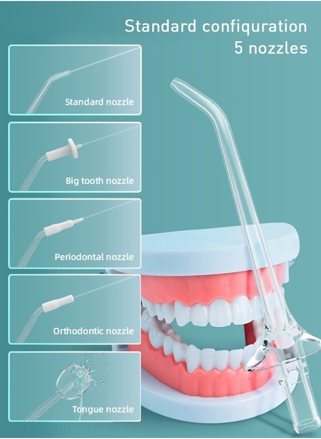 Portable Water Dental Flosser For Teeth Cleaning Dental Oral Irrigator With 4 Modes Scalable 5 Jet Nozzles IPX7 Water Resistance 300ML