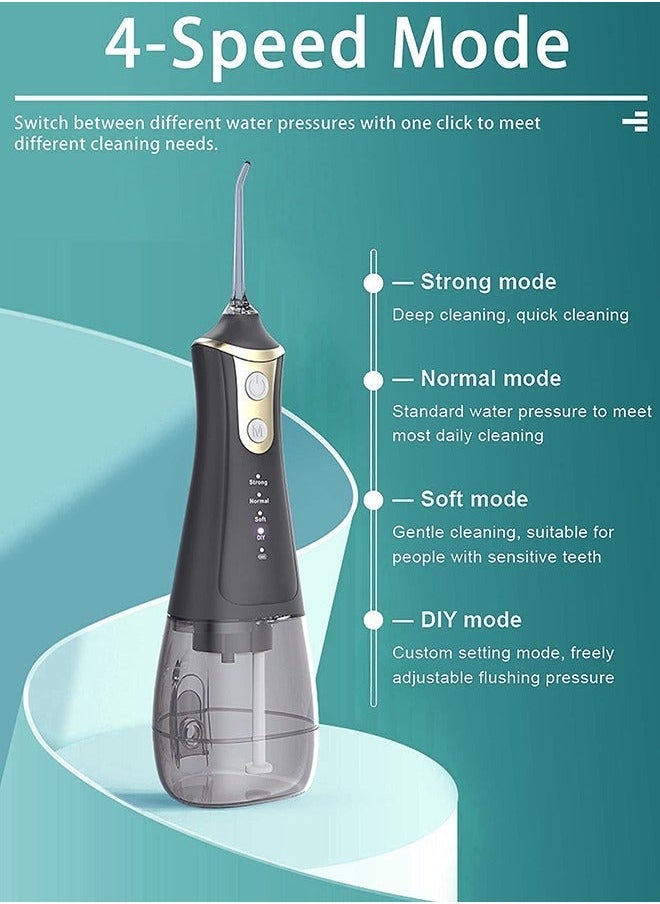 Portable Water Dental Flosser For Teeth Cleaning Dental Oral Irrigator With 4 Modes Scalable 5 Jet Nozzles IPX7 Water Resistance 300ML