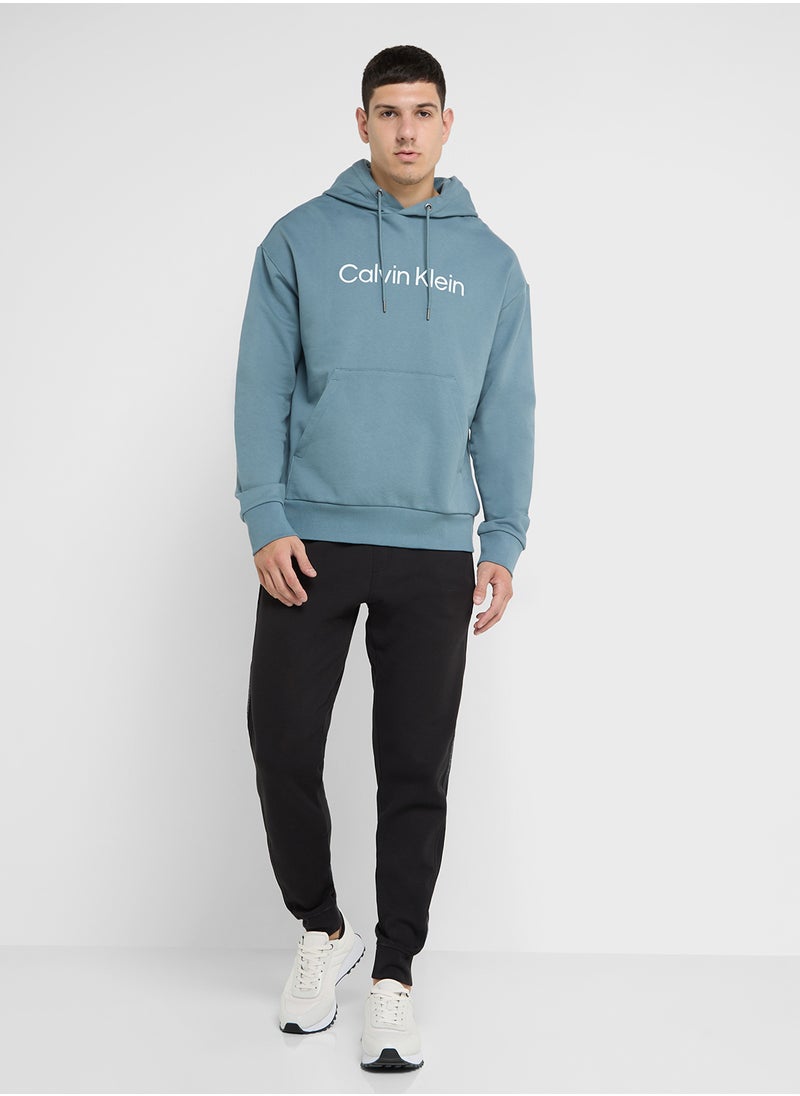 Logo Print Drawstring Pullover Hoodie