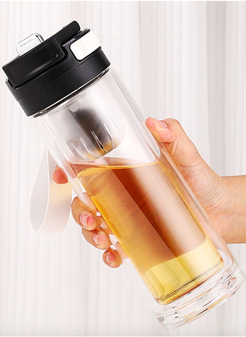 New magnetic tea cup Glass Infuser Bottle Tea Tumbler Cup Double Wall Borosilicate Travel Mug Portable Tea Maker with Strainer For Loose Tea,Flower Herbal,Tea Bags 480ML