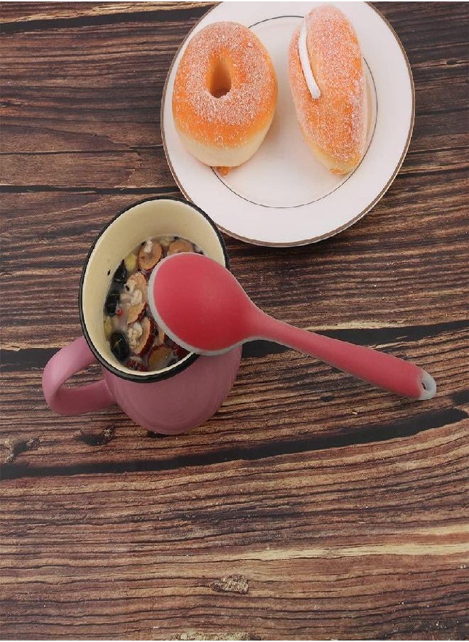 uxcell Silicone Dinner Spoon Table Spoon Dessert Spoon Utensils for Kitchen Restaurant Coral