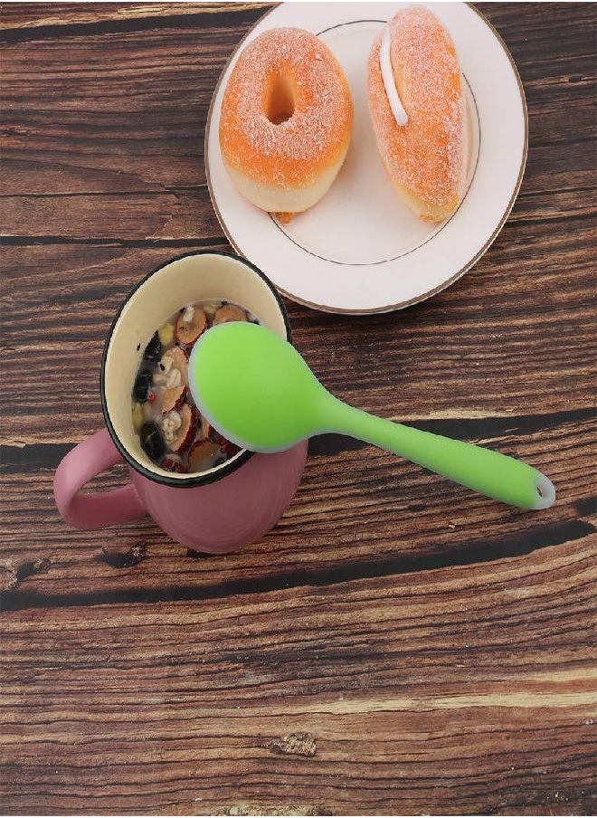 uxcell Silicone Dinner Spoon Table Spoon Dessert Spoon Utensils for Kitchen Restaurant Green