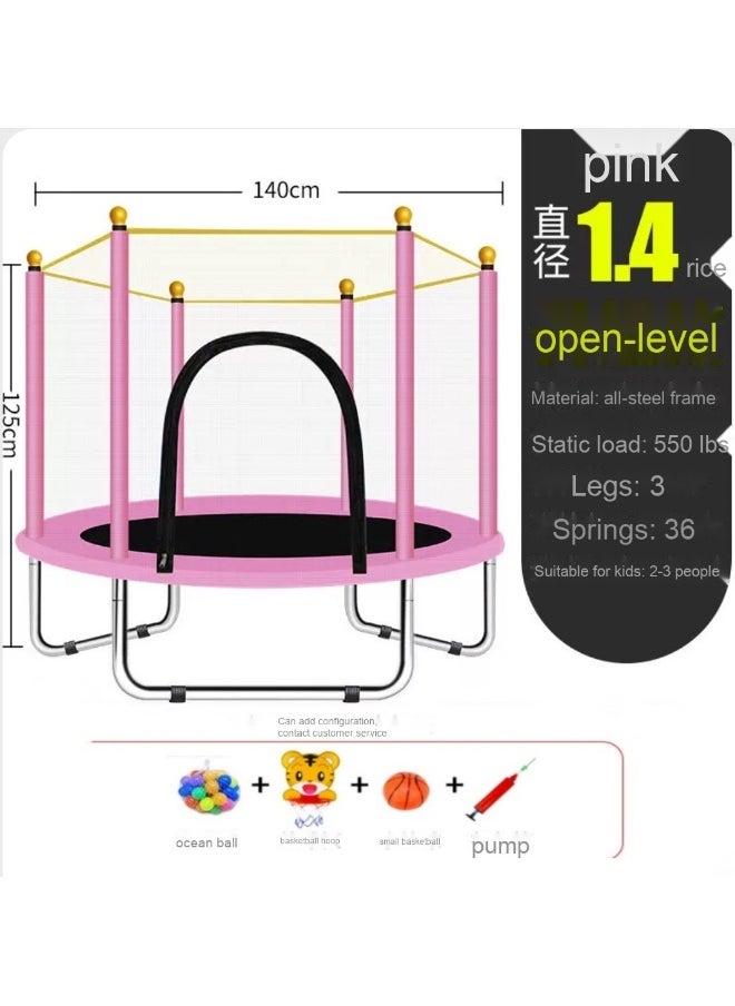 trampoline equipped with a safety net for children for outdoor and indoor places