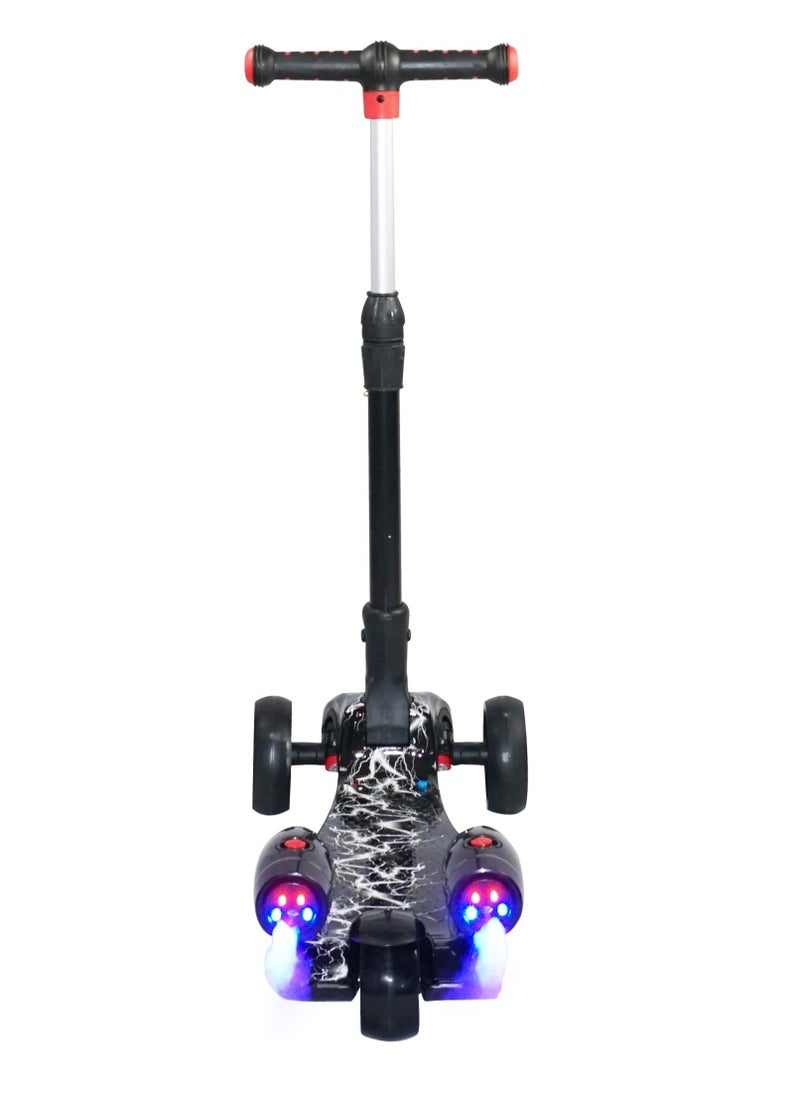 3 wheels kick scooter for kids - Safe Lean to Steer, LED Lights wheels, Bluetooth and Water Spray Gives a Great Smoke Effect for Children from 3 to 14 Years Old (Balck)