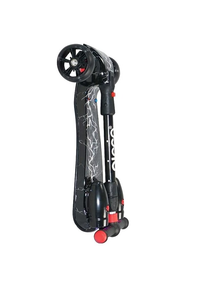 3 wheels kick scooter for kids - Safe Lean to Steer, LED Lights wheels, Bluetooth and Water Spray Gives a Great Smoke Effect for Children from 3 to 14 Years Old (Balck)