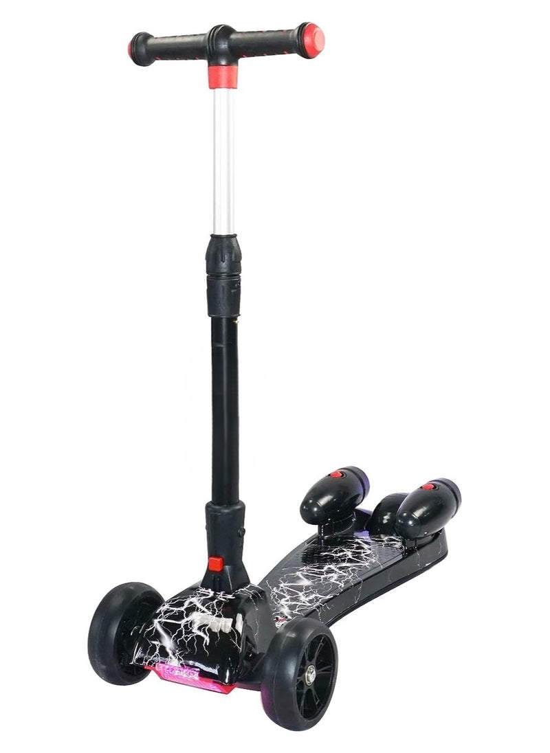 3 wheels kick scooter for kids - Safe Lean to Steer, LED Lights wheels, Bluetooth and Water Spray Gives a Great Smoke Effect for Children from 3 to 14 Years Old (Balck)